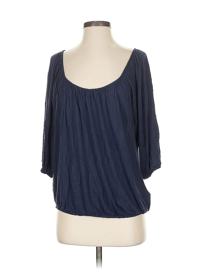 Click to view more detailed imagery on our partner's website Pre-owned Michael Michael Kors 3/4 Sleeve Top Blue Scoop Neck Tops