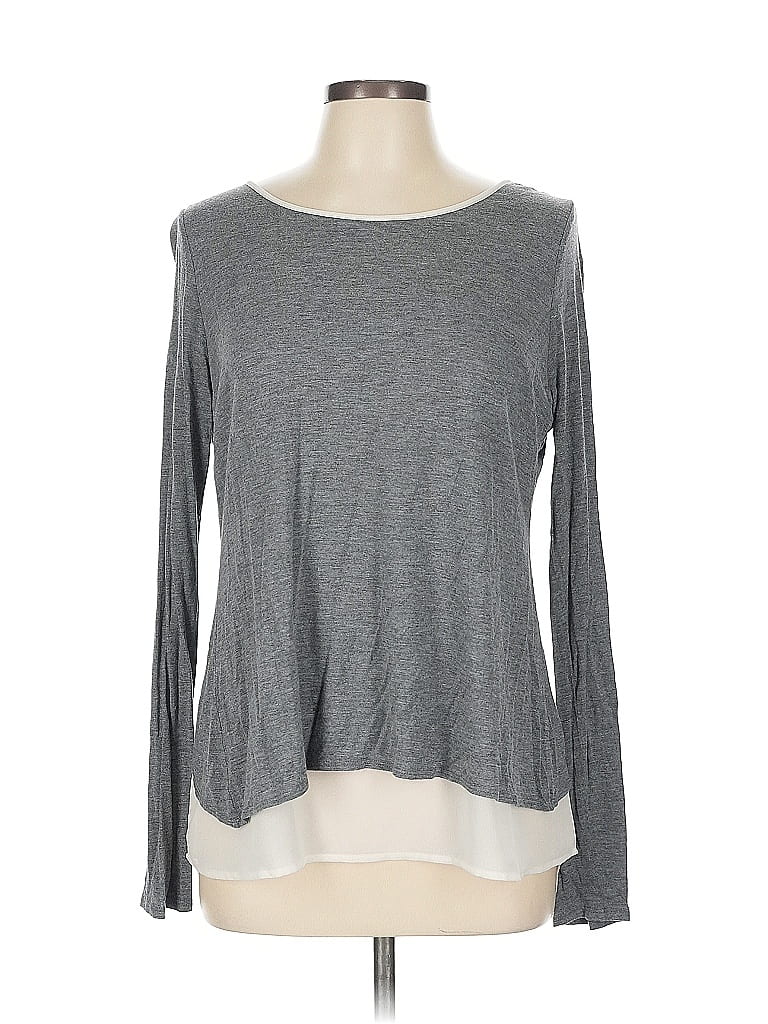 Pre-owned Cynthia Rowley Tjx Long Sleeve Top Gray Boatneck Tops