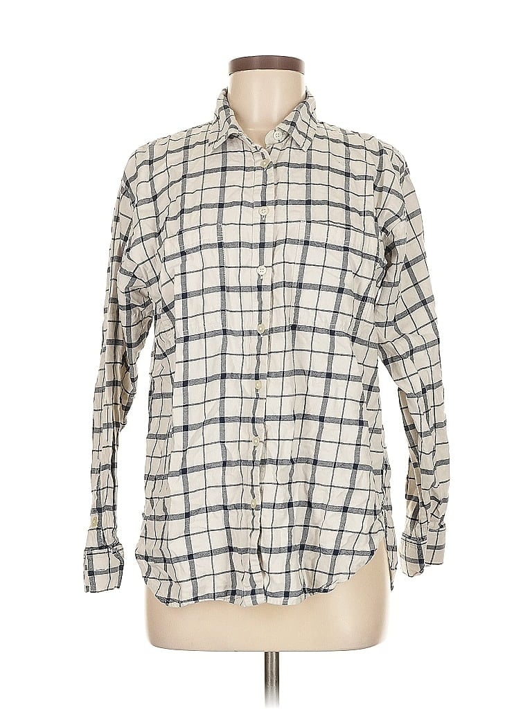 Pre-owned Ann Taylor Loft Long Sleeve Button Down Shirt In White