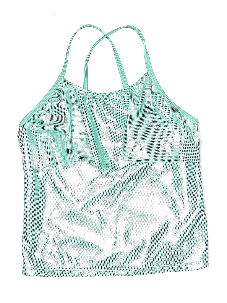 ASSORTED BRANDS Pre-owned Kids' Sleeveless Top Silver Metallic Pattern Halter Neckline Tops