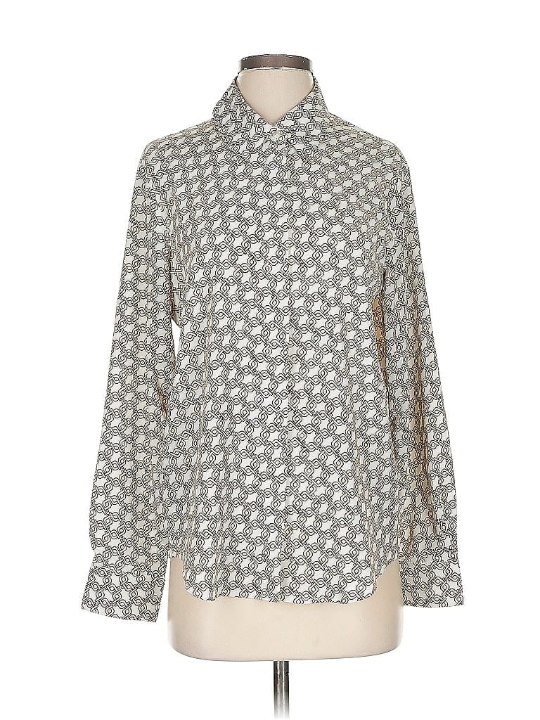 Pre-owned Mng Long Sleeve Blouse In Gray