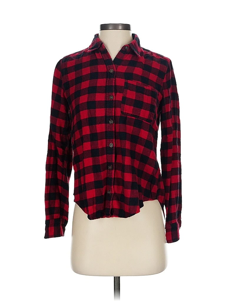 Pre-owned Abercrombie & Fitch Long Sleeve Button Down Shirt In Red