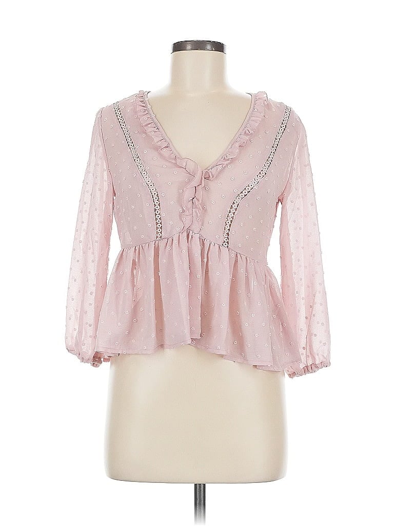 Pre-owned Love Tree 3/4 Sleeve Blouse In Pink