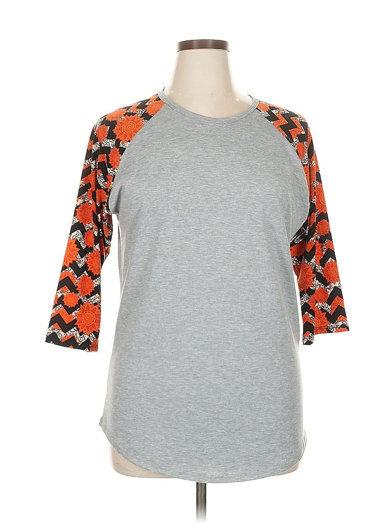 Pre-owned Lularoe 3/4 Sleeve T-shirt In Gray