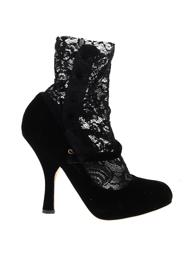 Dolce & Gabbana 100% Suede Black uede Ankle Length Lace Mary Jane Pumps Size EU 39 1/2 - photo 1