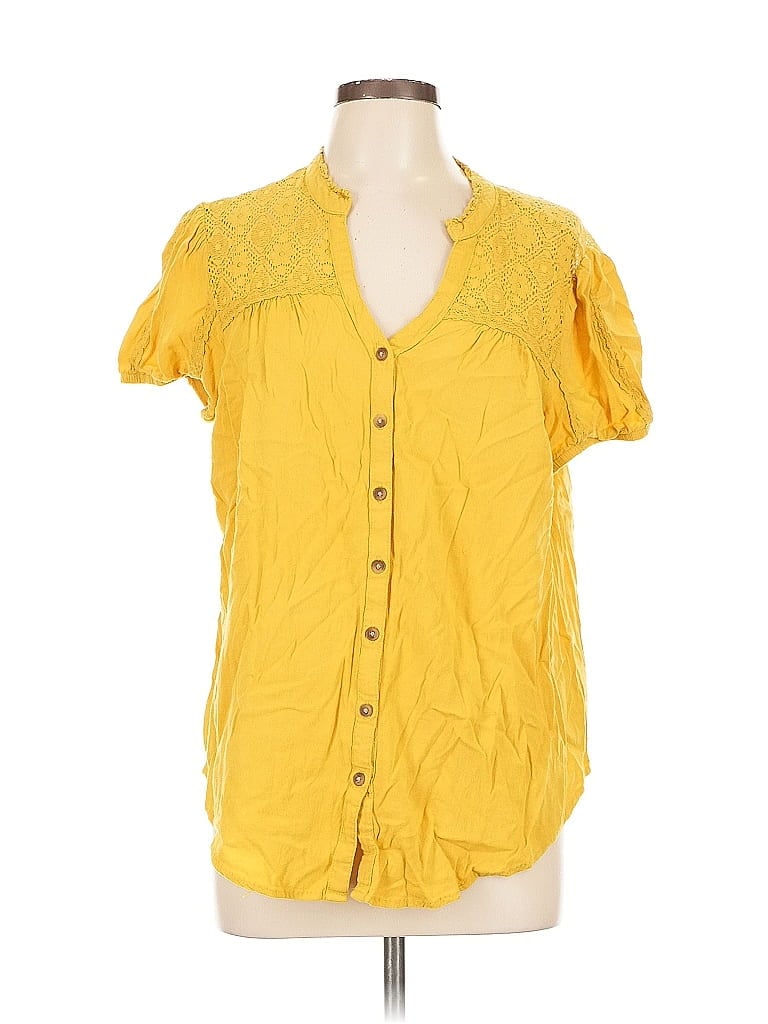 Pre-owned Torrid Short Sleeve Blouse In Yellow