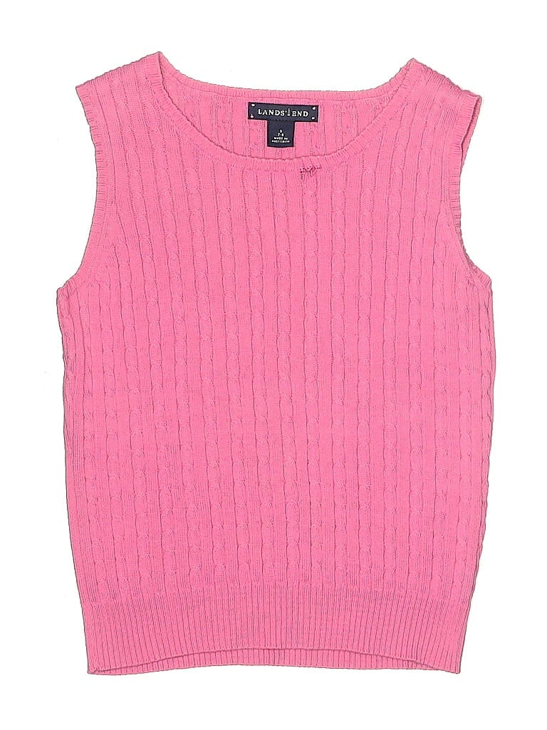 Pre-owned Lands' End Kids'  Sweater Vest In Pink