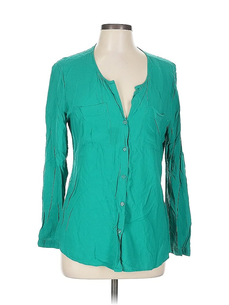 Pre-owned Old Navy 3/4 Sleeve Button Down Shirt In Blue