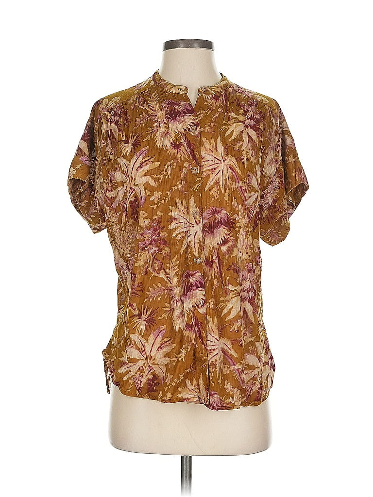 Pre-owned Pilcro Short Sleeve Blouse In Brown
