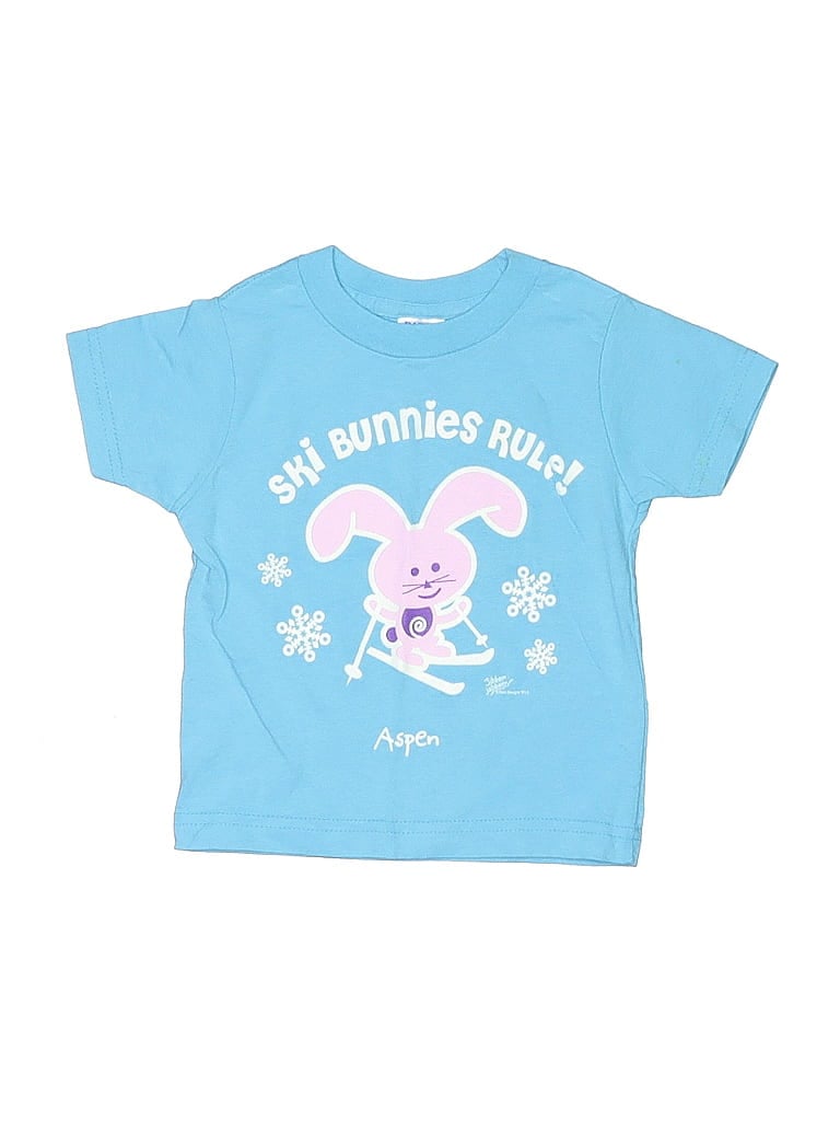 Pre-owned Rabbit Skins Kids' Short Sleeve Top Blue Crew Neck Tops