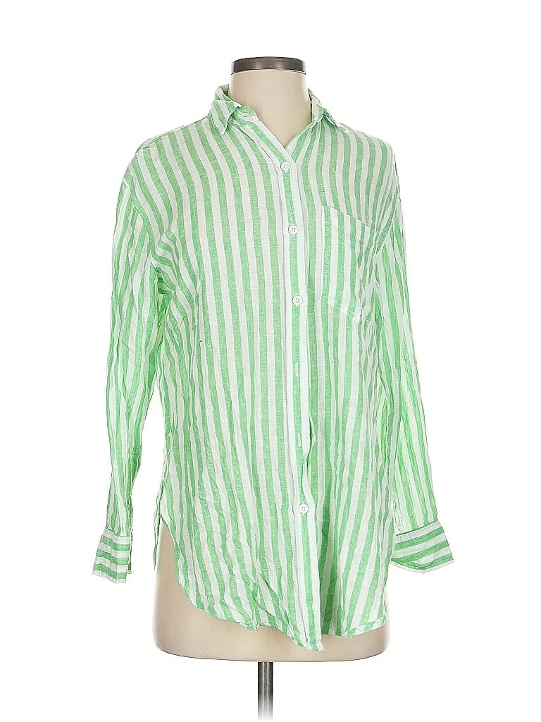 Pre-owned Rails 3/4 Sleeve Button Down Shirt In Green
