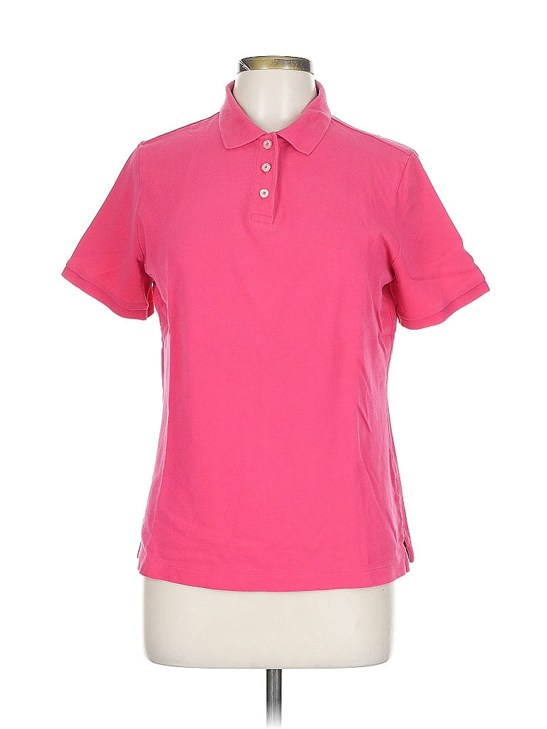 Click to view more detailed imagery on our partner's website Pre-owned Lands' End Short Sleeve Top Pink Collared Neckline Tops
