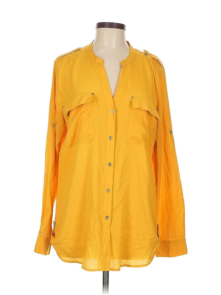 Pre-owned Calvin Klein Long Sleeve Button Down Shirt In Yellow