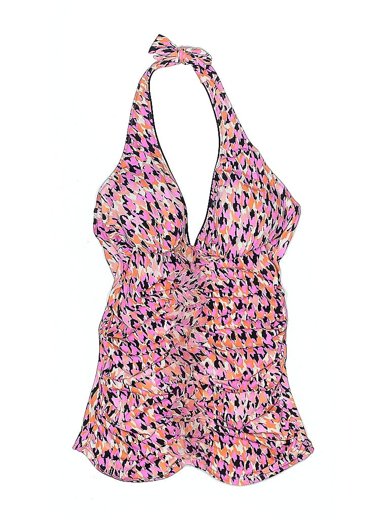 Click to view more detailed imagery on our partner's website Pre-owned Profile Swimsuit Top Pink Animal Print Pattern Swimwear