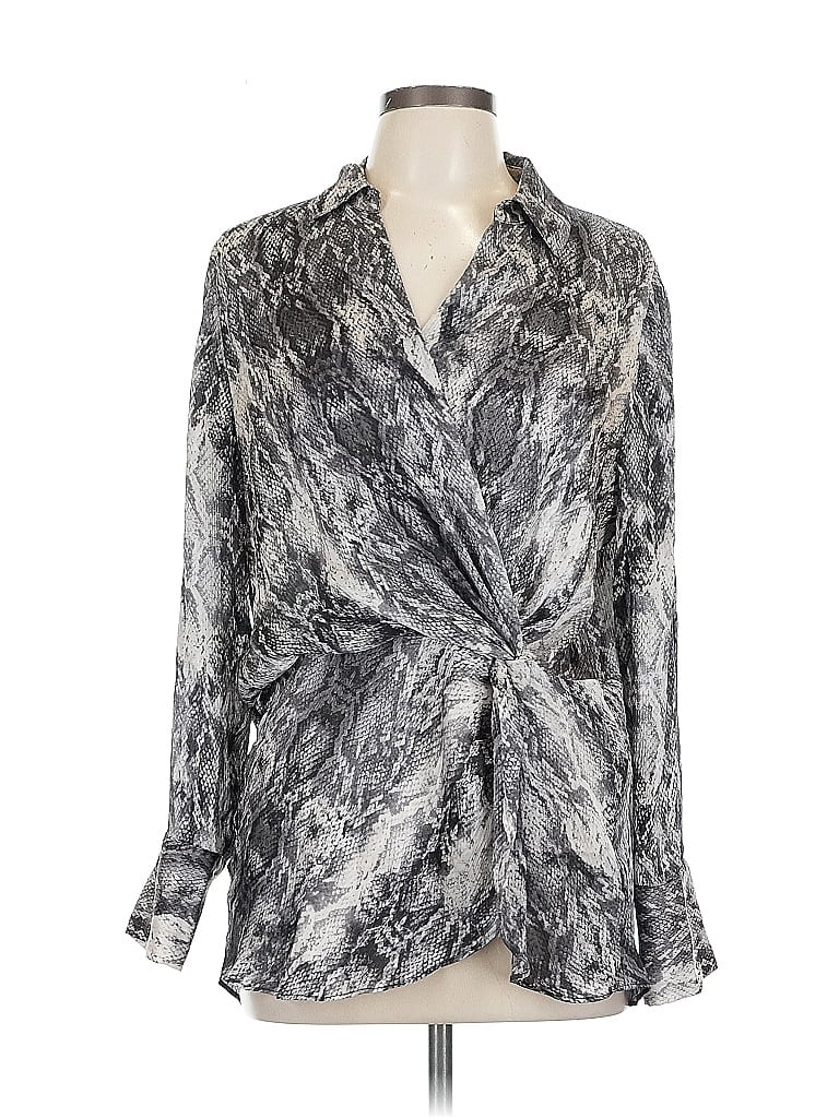 Pre-owned Vince Camuto Long Sleeve Blouse In Silver