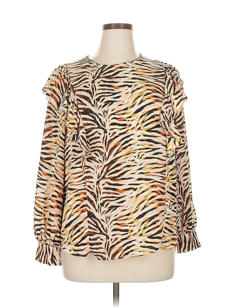 Pre-owned Who What Wear Long Sleeve Blouse In Orange