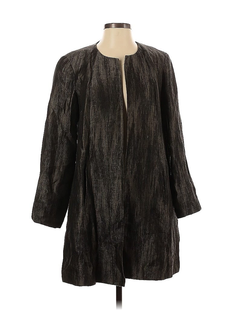 Pre-owned Eileen Fisher Coat In Black