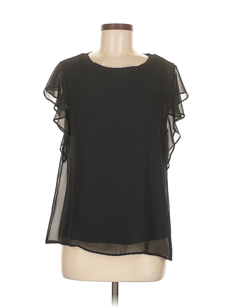 Pre-owned Zara Short Sleeve Blouse In Black
