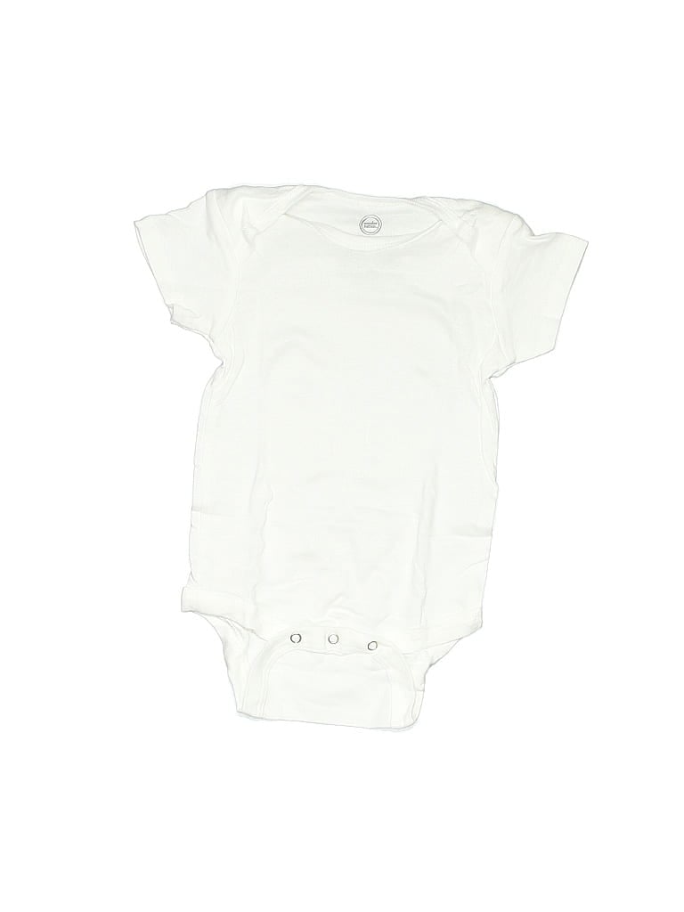 Pre-owned Wonder Nation Babies' Short Sleeve Onesie In White