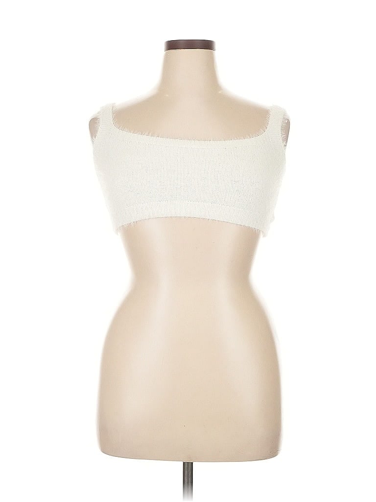 Pre-owned Shein Sleeveless Top Ivory Strapless Neckline Tops In White