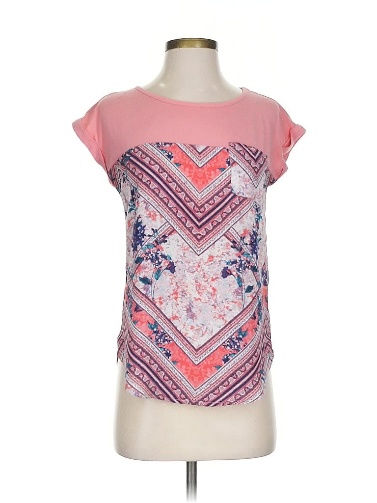 REWIND Pre-owned Short Sleeve Top Pink Scoop Neck Tops