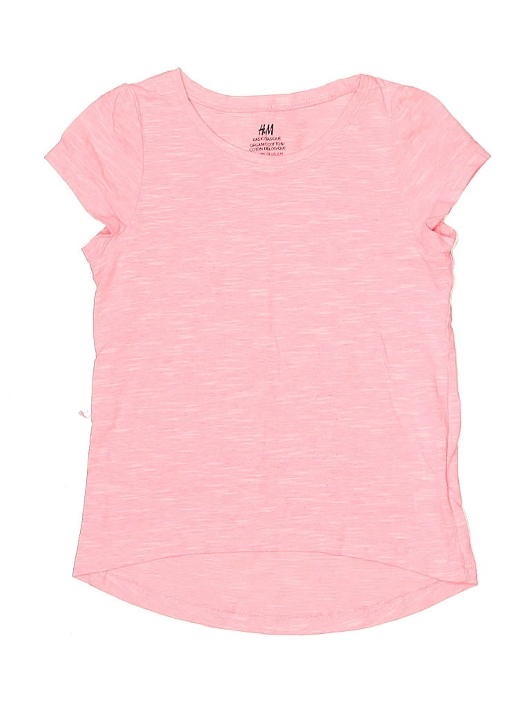 Pre-owned H&m Kids' Short Sleeve Top Pink Crew Neck Tops