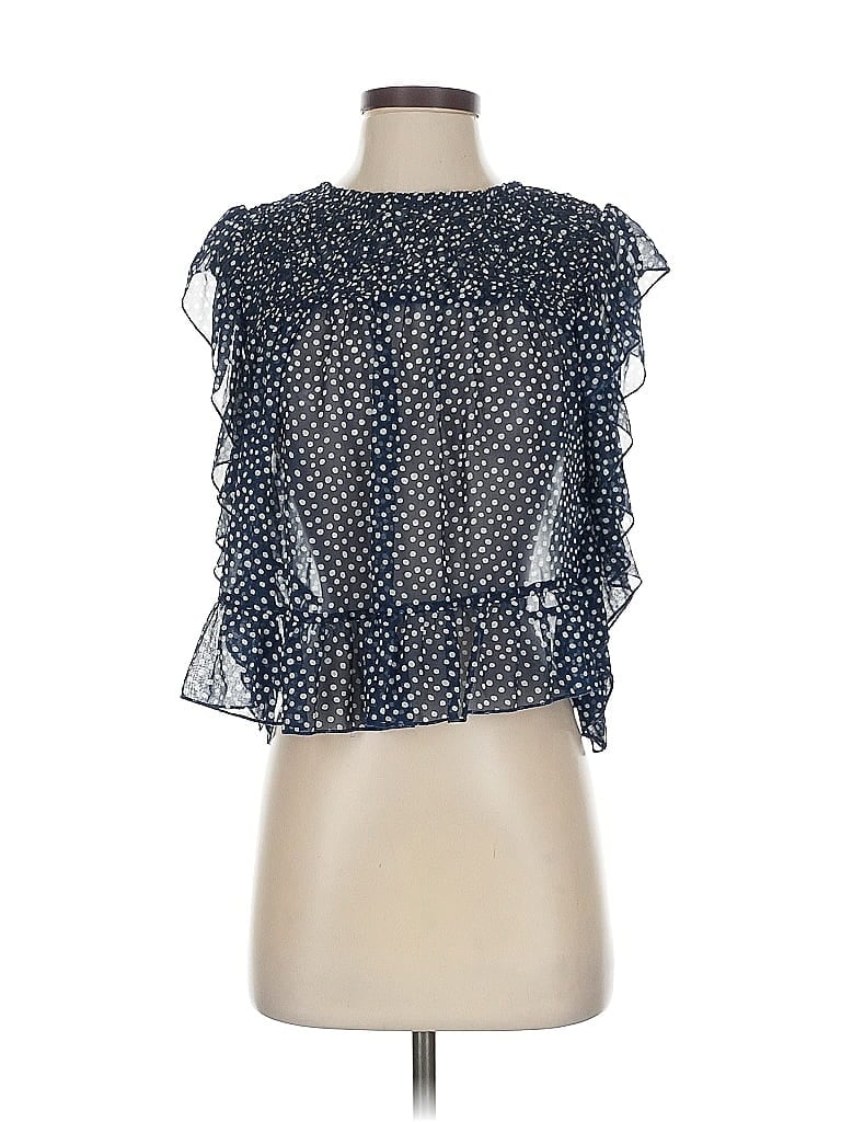 Pre-owned Zara Basic Short Sleeve Blouse In Blue