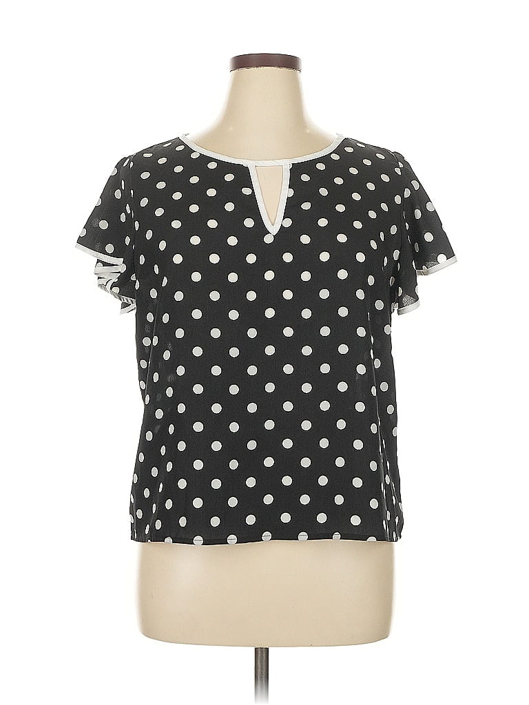 Pre-owned Shein Curve Short Sleeve Blouse In Black