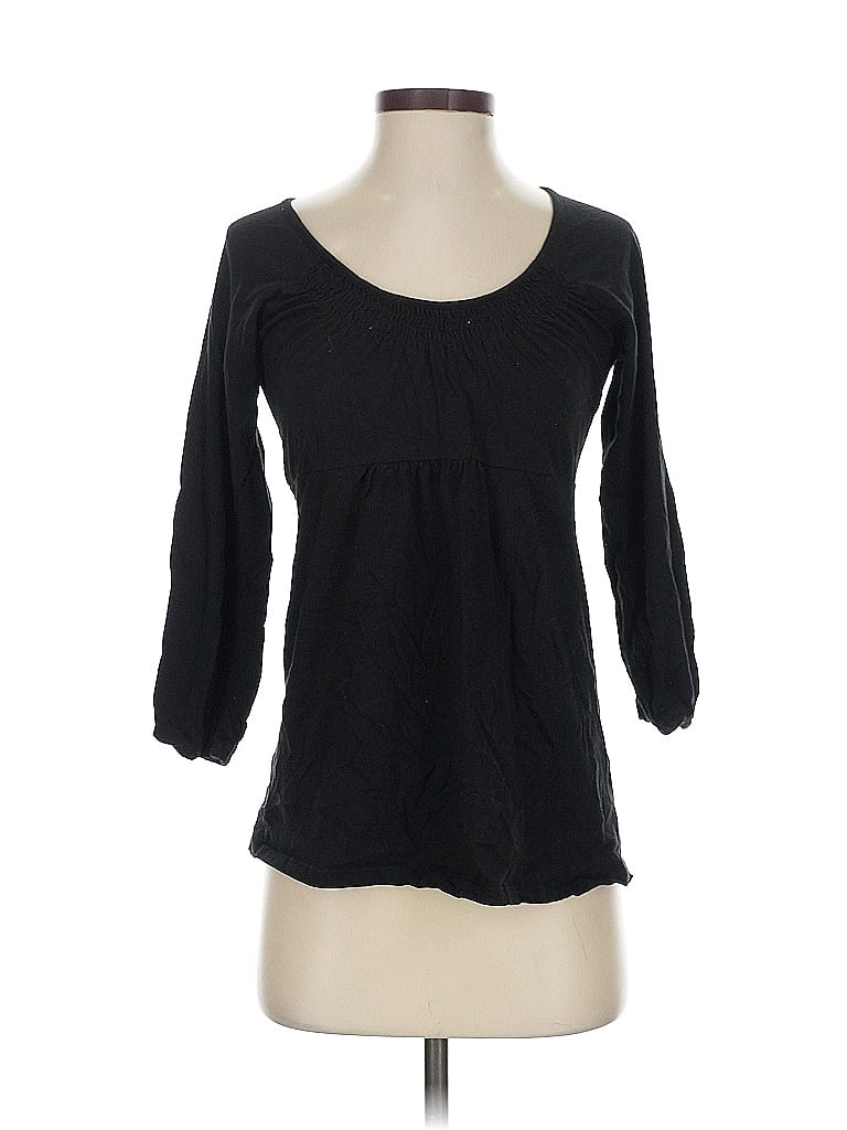 Pre-owned New York And Company 3/4 Sleeve Top Black Scoop Neck Tops