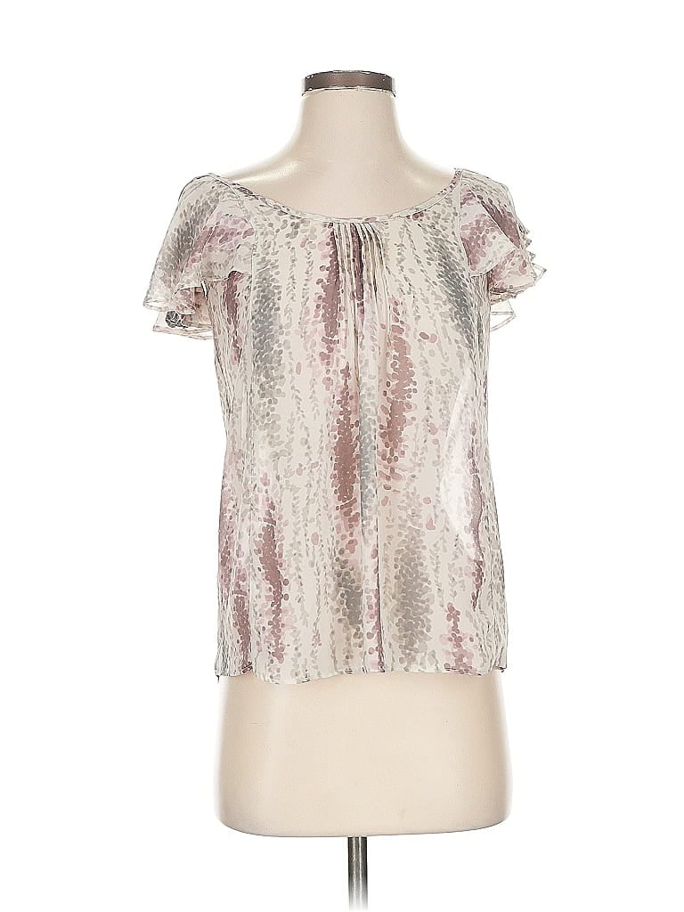 Pre-owned Lc Lauren Conrad Short Sleeve Blouse In Silver