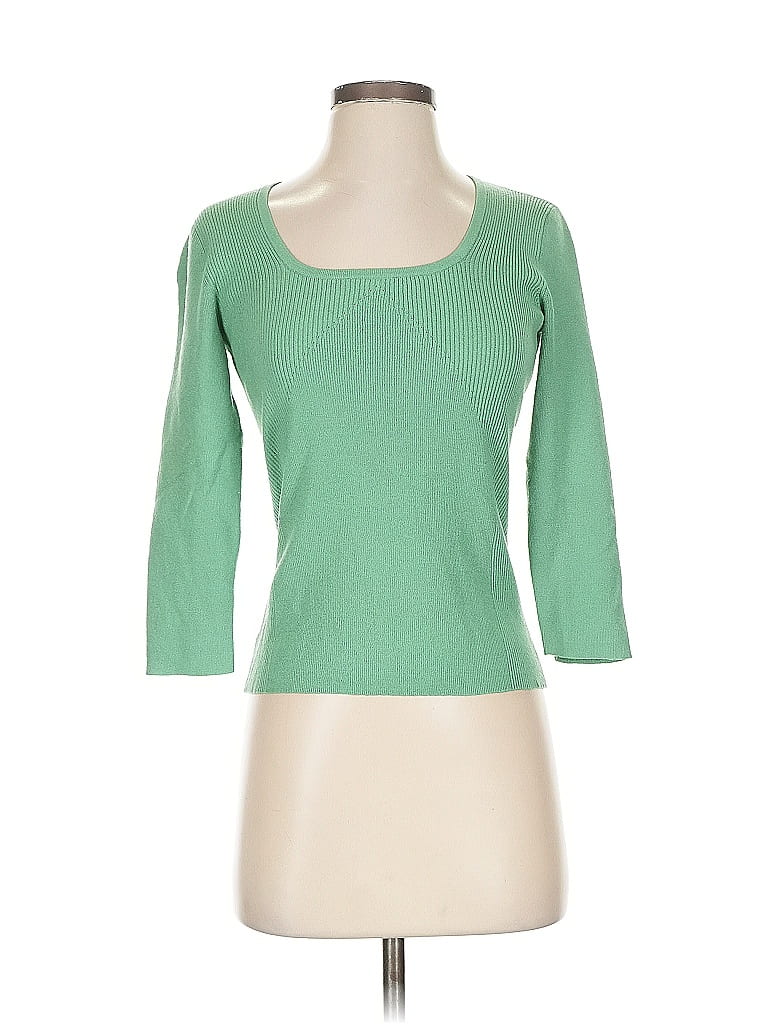 Click to view more detailed imagery on our partner's website Pre-owned New York And Company 3/4 Sleeve Top Green Boatneck Tops