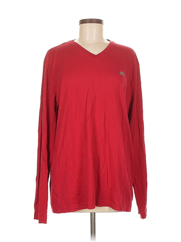 Click to view more detailed imagery on our partner's website Pre-owned Lacoste Long Sleeve Top Red V Neck Tops