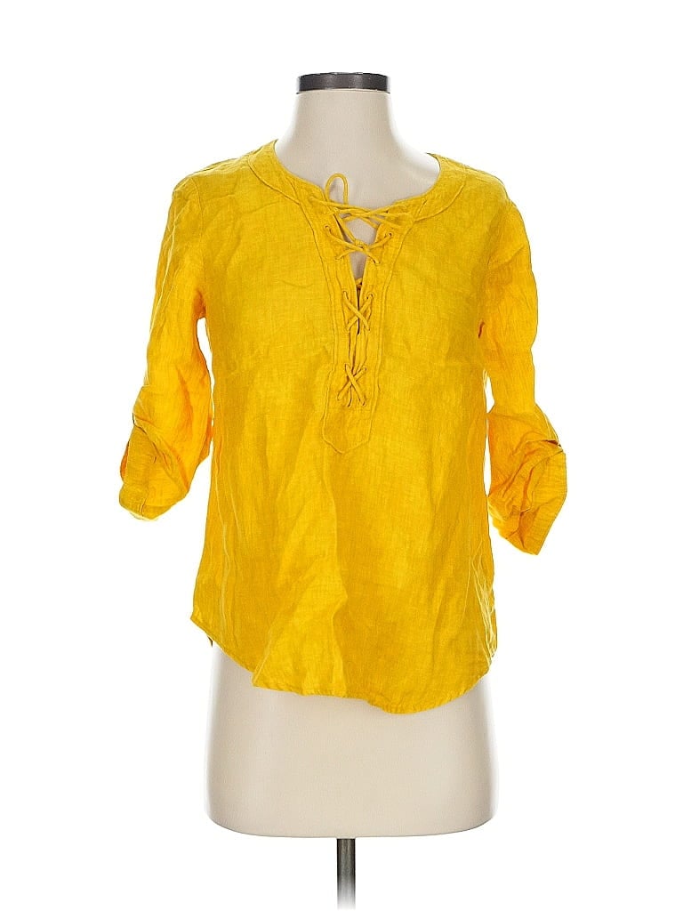 Pre-owned Maeve By Anthropologie 3/4 Sleeve Blouse In Yellow