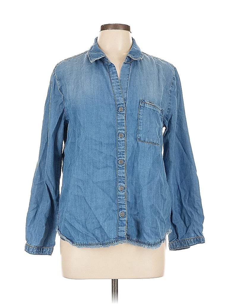 Pre-owned Unbranded Long Sleeve Button Down Shirt In Blue