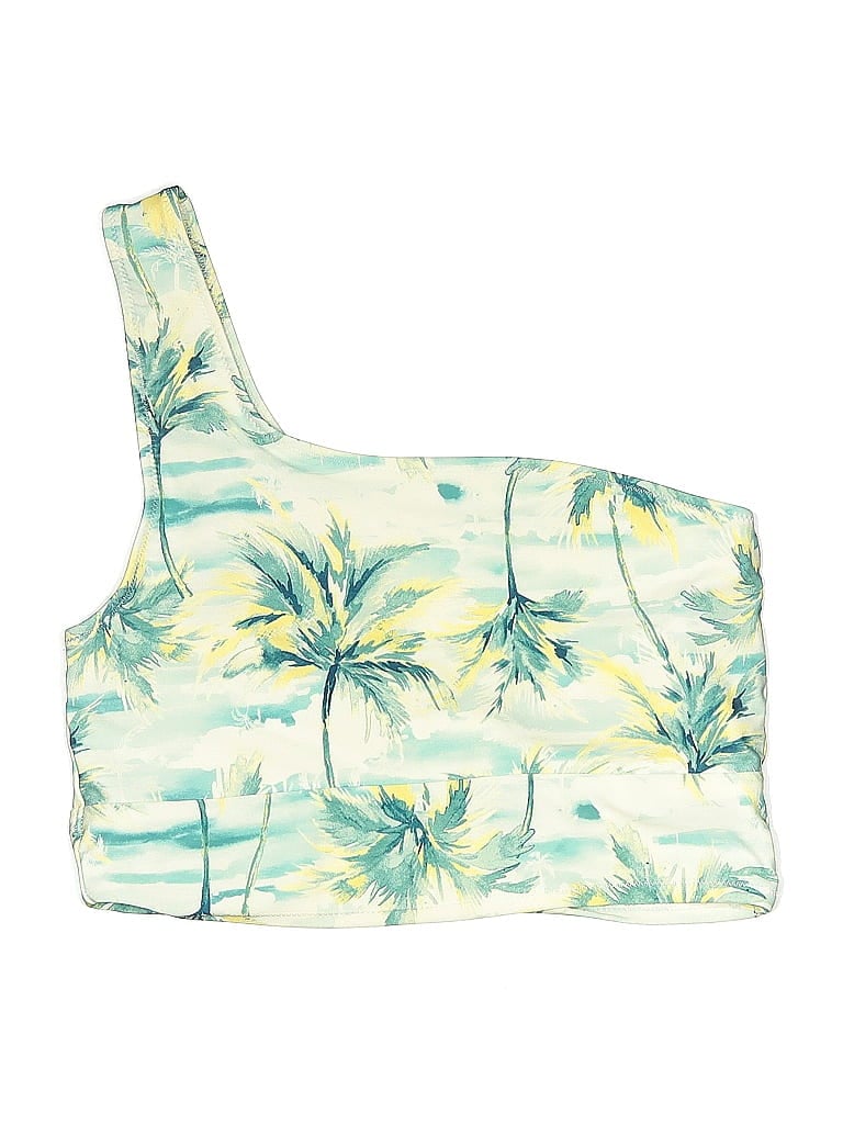 Pre-owned Old Navy Swimsuit Top Green Tropical Pattern Swimwear
