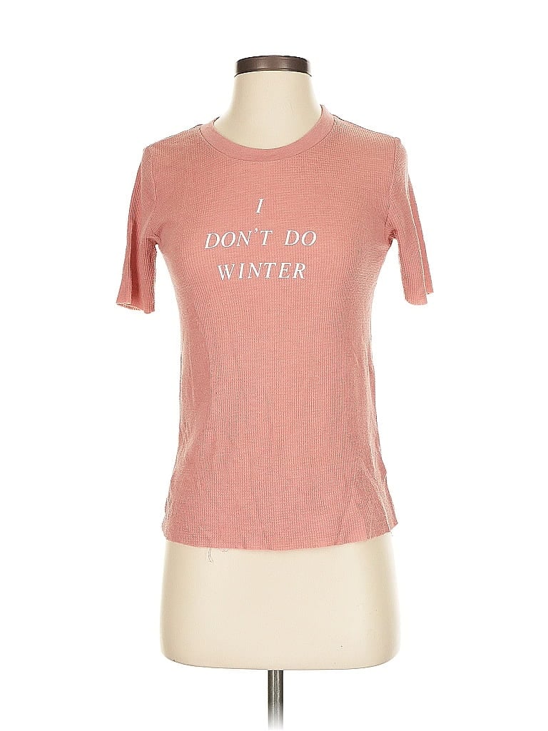Pre-owned Wildfox Short Sleeve Top Pink Crew Neck Tops