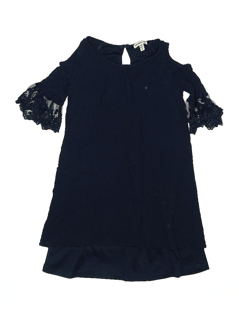 Pre-owned Monteau Girl Kids' 3/4 Sleeve Top Blue Cold Shoulder Neckline Tops