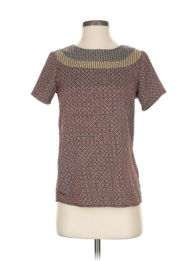 Pre-owned The Limited Short Sleeve Top Brown Square Neckline Tops