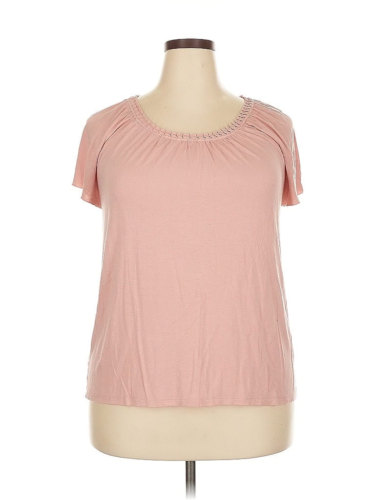 Pre-owned Jaclyn Smith Short Sleeve Top Pink Scoop Neck Tops
