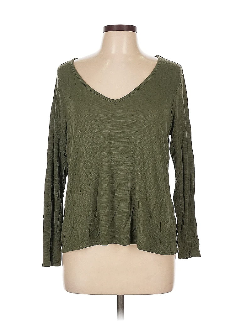 Pre-owned Old Navy Long Sleeve Top Green V Neck Tops