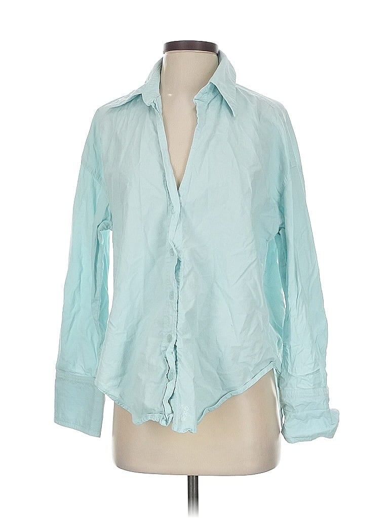 Pre-owned Monrow Long Sleeve Blouse In Blue