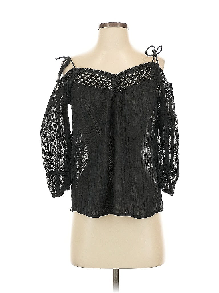 Click to view more detailed imagery on our partner's website Pre-owned Paige 3/4 Sleeve Blouse In Black