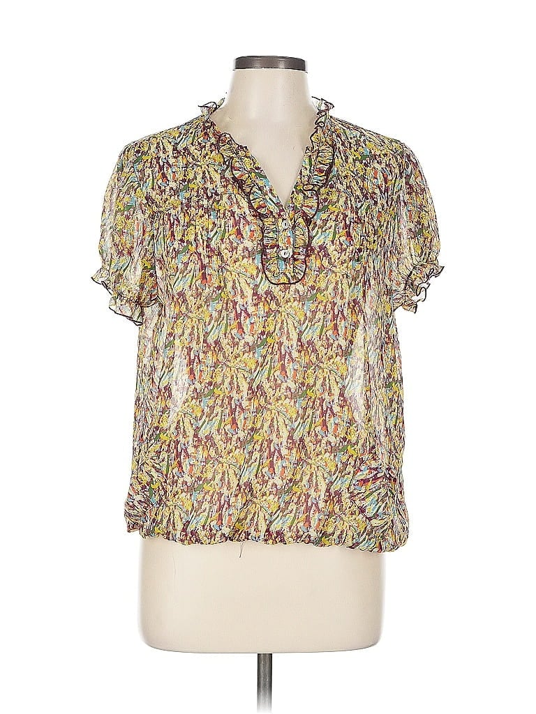 Pre-owned Quintessential Short Sleeve Blouse In Yellow
