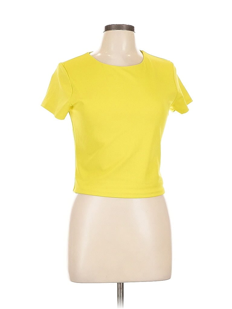 Pre-owned Express Short Sleeve Top Yellow Keyhole Neckline Tops