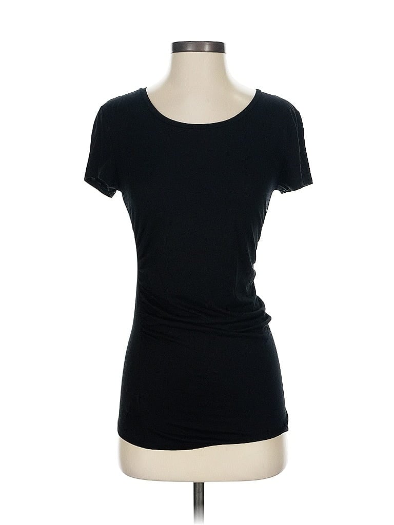 Pre-owned Ann Taylor Short Sleeve Top Black Scoop Neck Tops