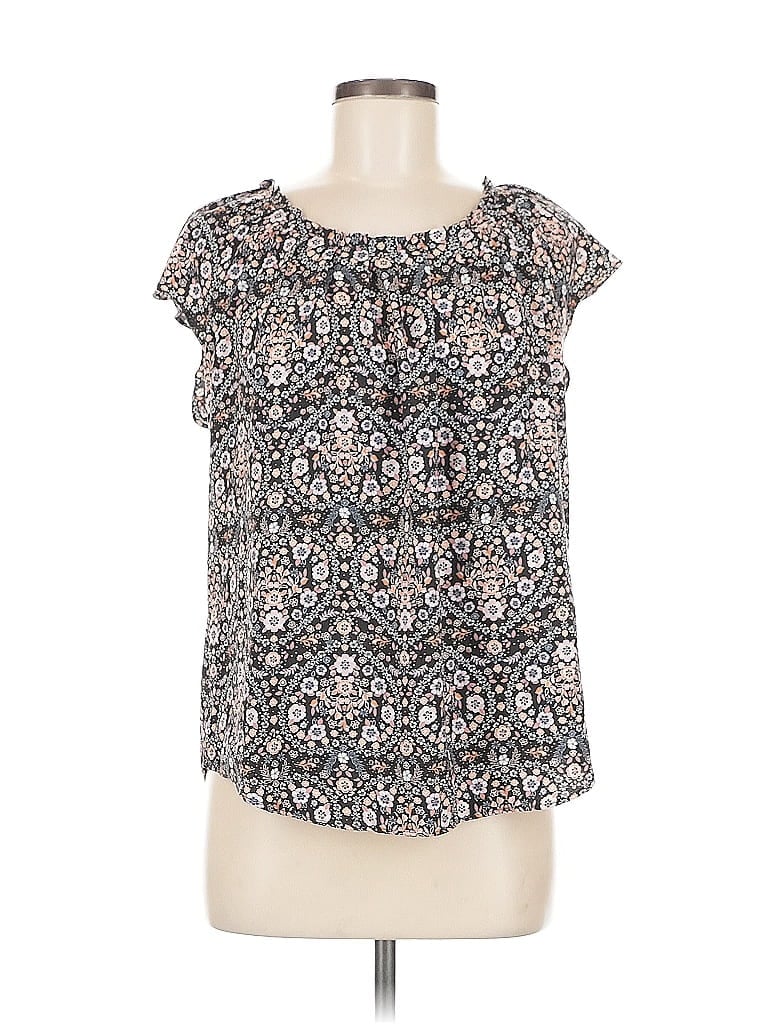Pre-owned Lc Lauren Conrad Short Sleeve Blouse In Black