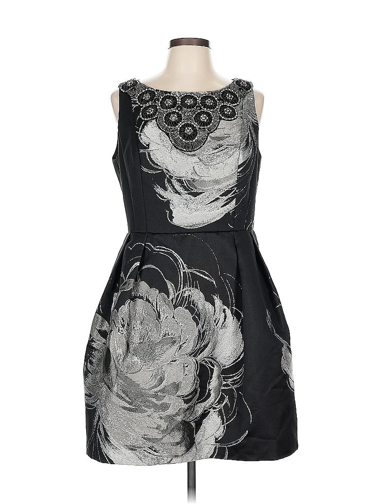 Carmen Marc Valvo 100% Pima Cotton Graphic Black Cocktail Dress Size 10 - photo 1