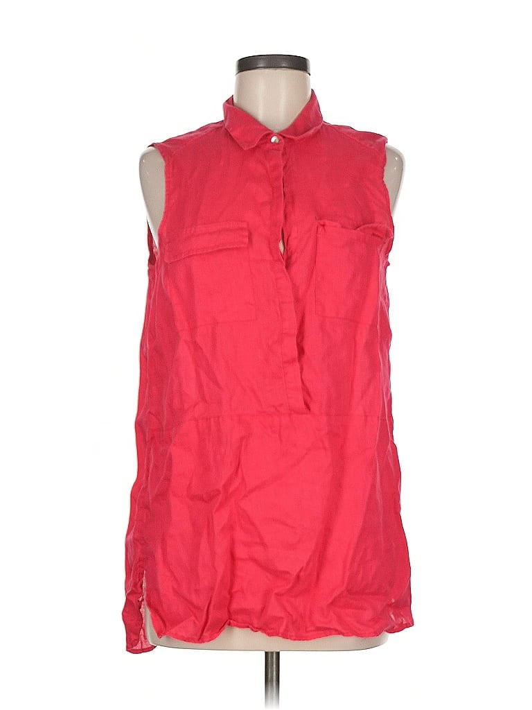Pre-owned Jones New York Sleeveless Button Down Shirt In Red