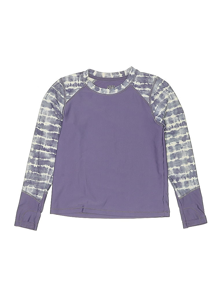 Pre-owned Athleta Girl Kids' Long Sleeve Top Purple Crew Neck Tops