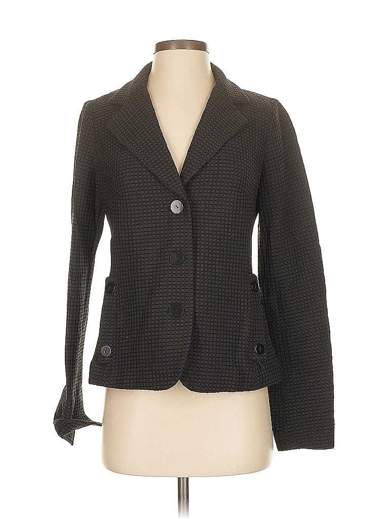 Pre-owned Nina Mclemore Silk Blazer Jacket In Gray